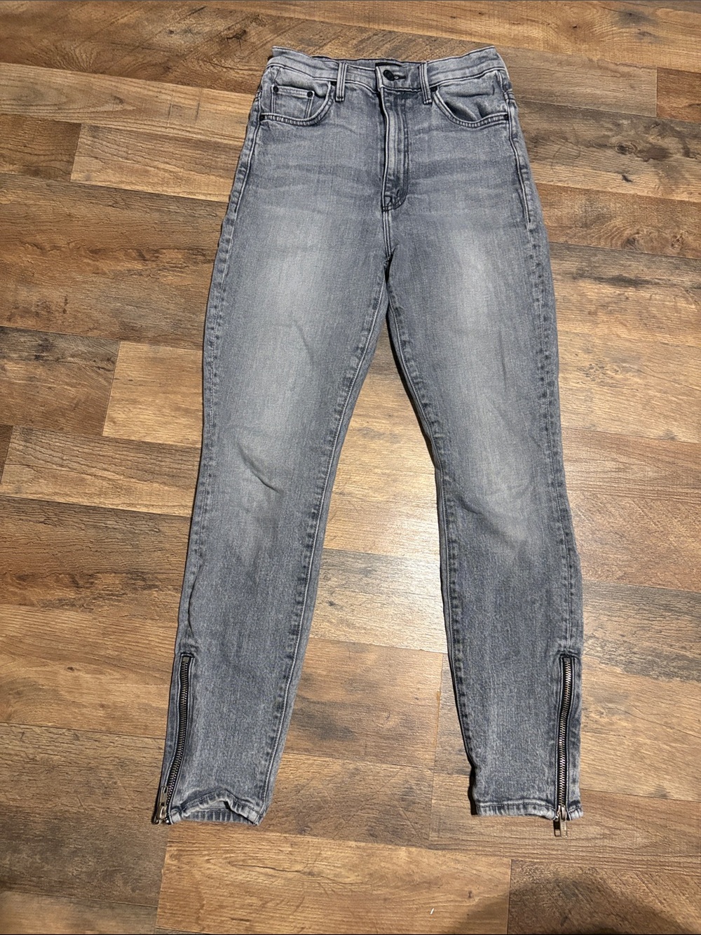Mother Jeans High-Rise Grey Women’s Jeans with Ankle Zippers